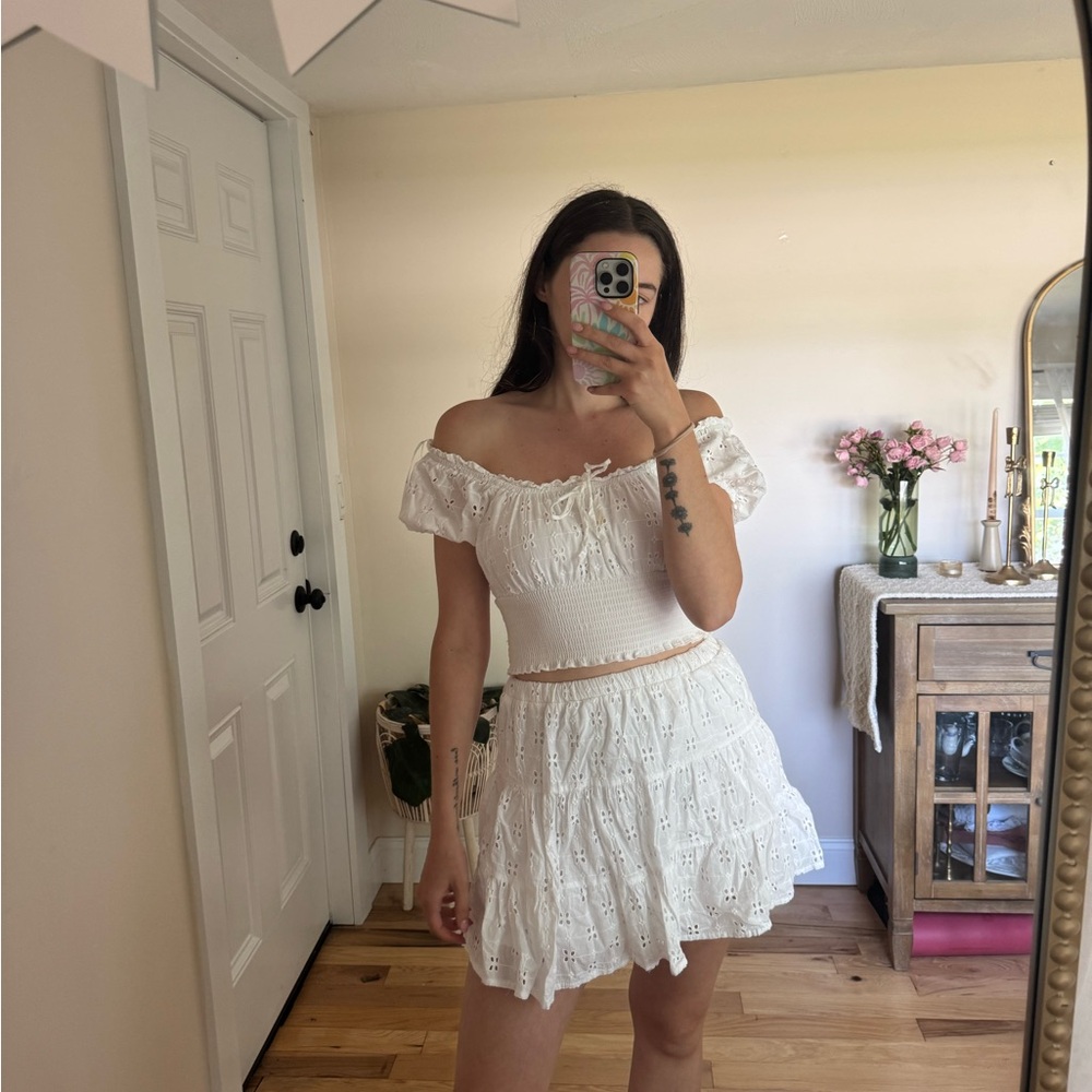 White Eyelet two piece set